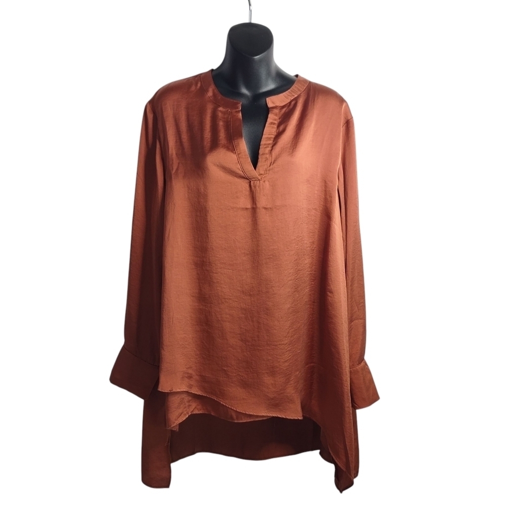 Philosophy Women Blouse Size 1X  Burnt Orange Long Sleeve Casual  Boho Chic NWT